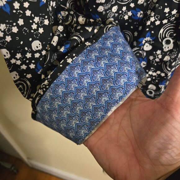 Robert Graham NWT Nobis Black Skull Fishbone Button Down Shirt Size XL - Picture 6 of 10